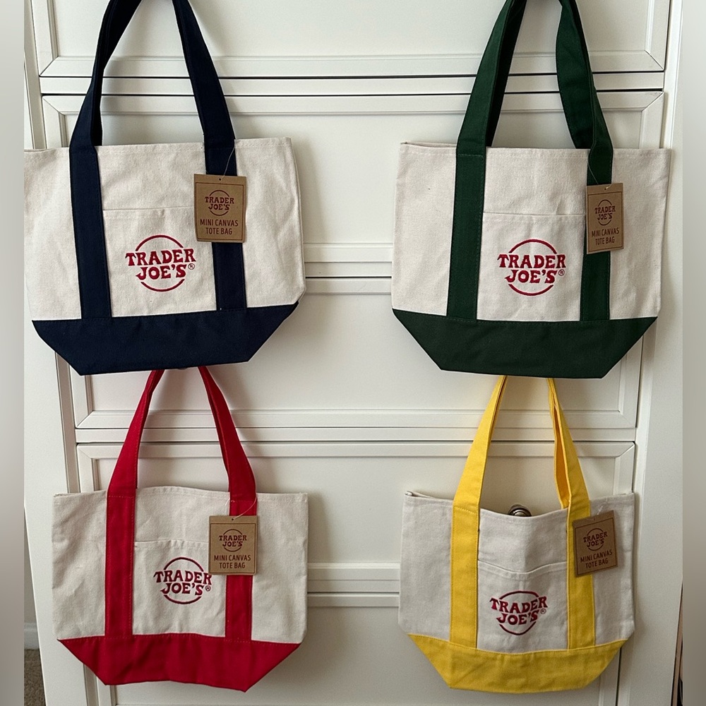Trader Joe’s Mini Canvas Tote Bags-
SET of 4 for TOTAL $155. PICK YOUR COLORS.